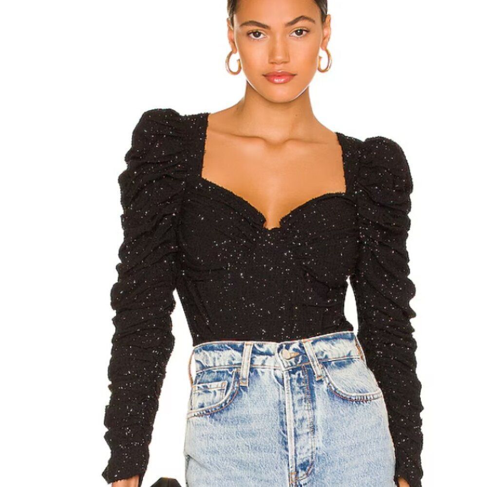 Astr Black Glitter Top